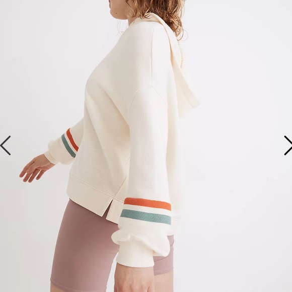 Madewell MWL Airyterry Hoodie Sweatshirt: Stripe-Sleeve Edition - Picture 4 of 9